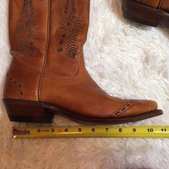 BOULET 6126 Cowboy Boots Canada Western 7.5 Tobacco Point Oval Tan Sexy Wide 7 - Picture 11 of 16